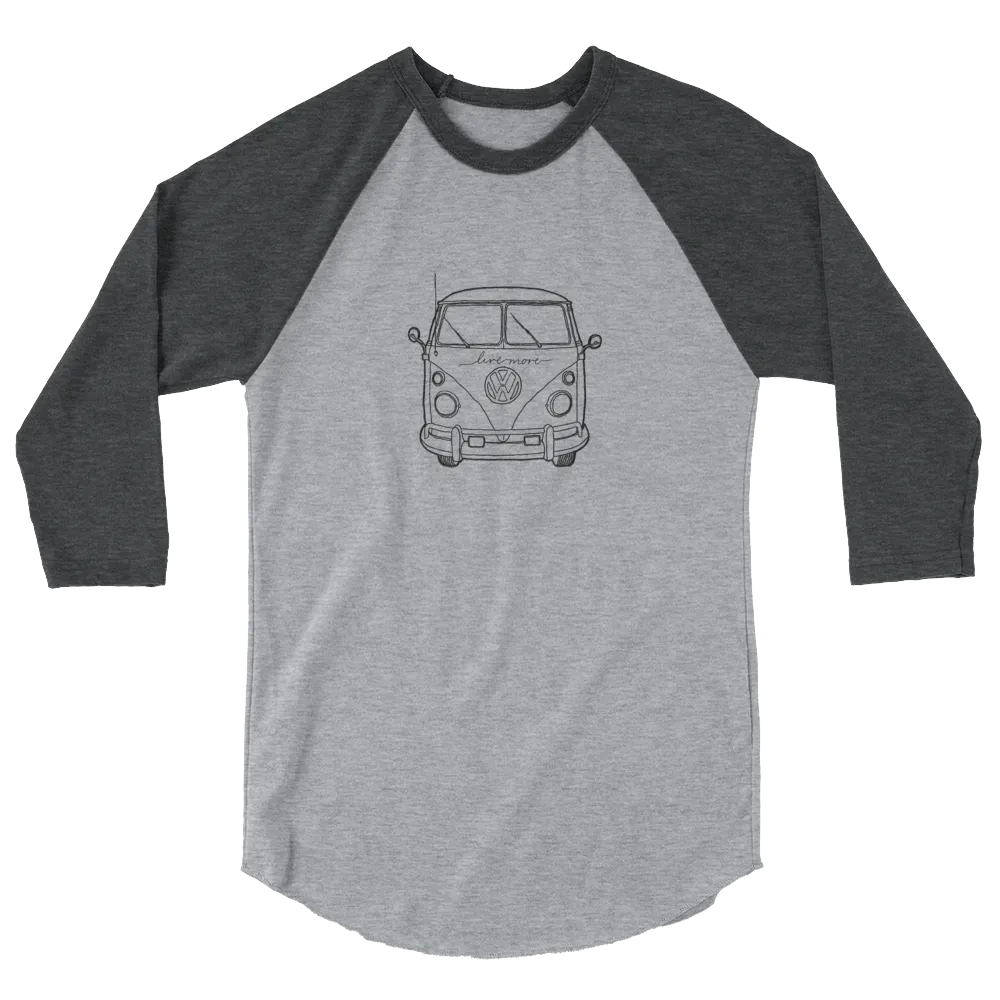 Live More Travel Bus 3/4 sleeve raglan shirt