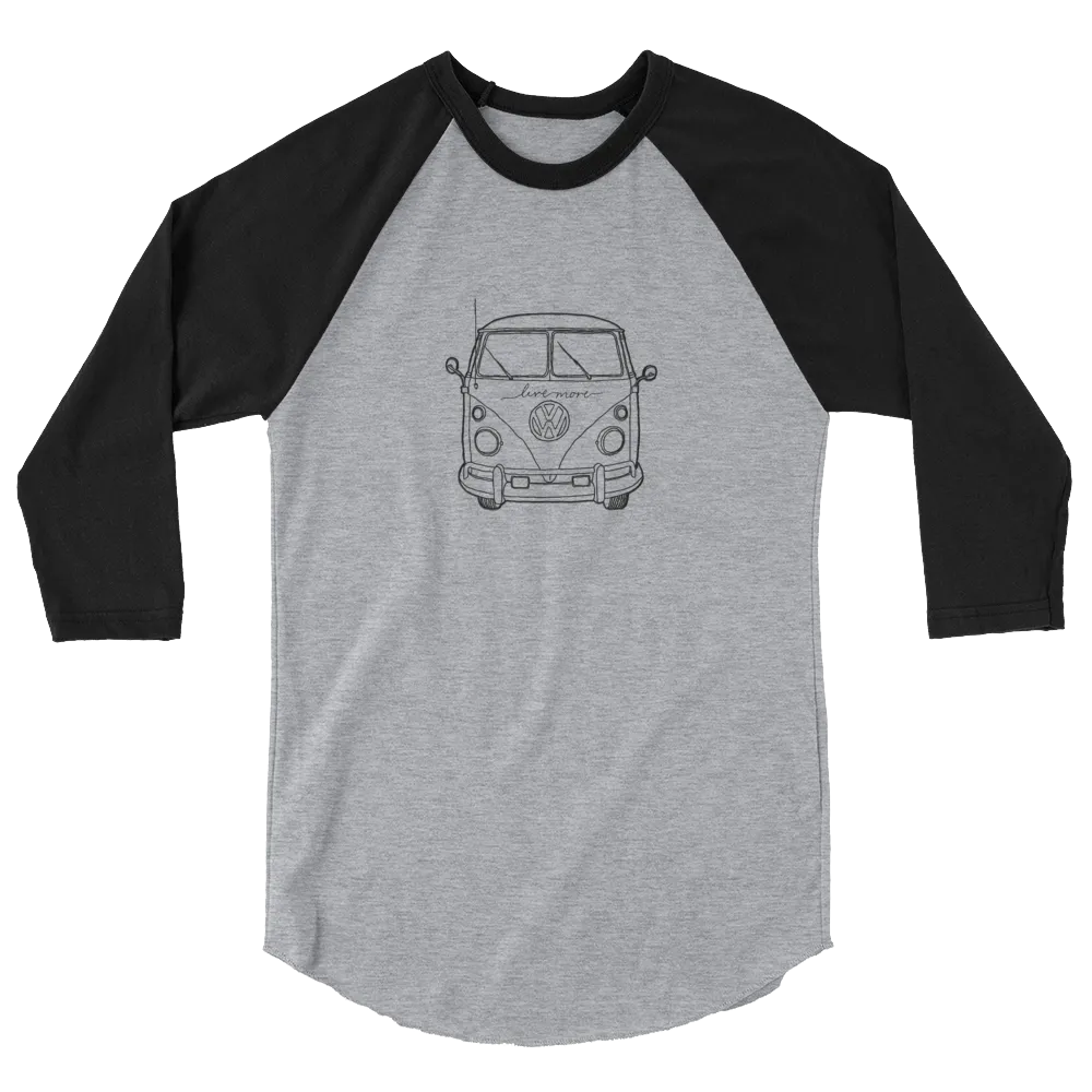 Live More Travel Bus 3/4 sleeve raglan shirt