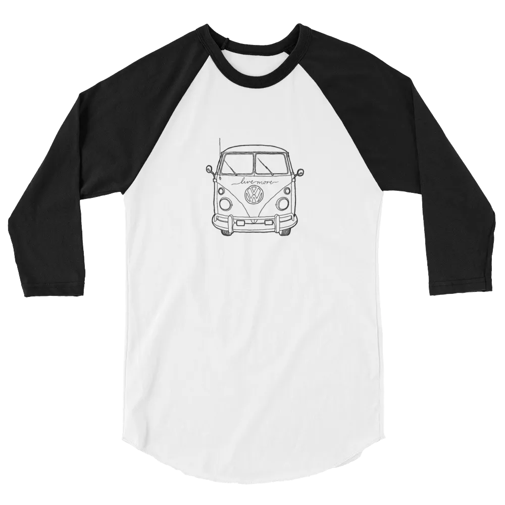 Live More Travel Bus 3/4 sleeve raglan shirt