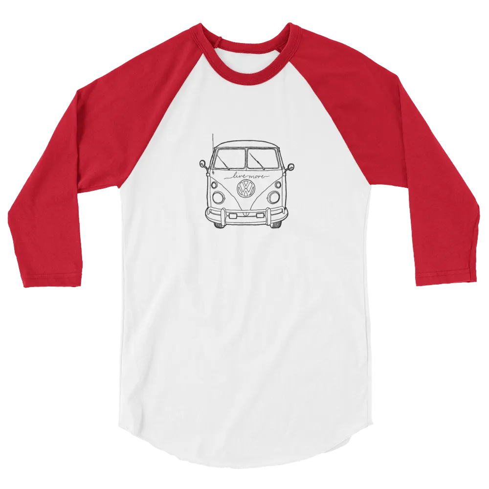 Live More Travel Bus 3/4 sleeve raglan shirt