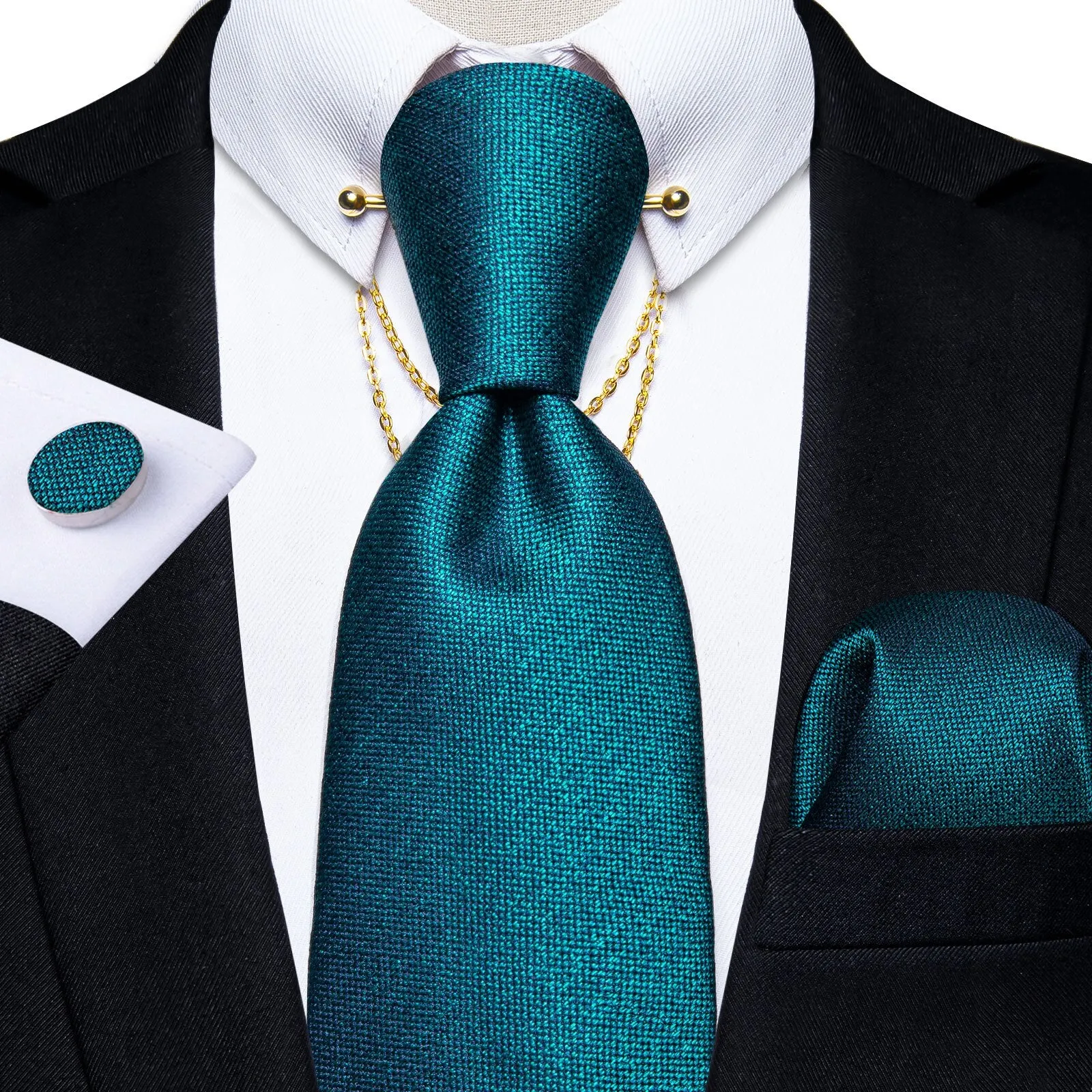 Luxury Black Gold Paisley Silk Ties For Men 8cm Men&#39;s Wedding Neck Tie Pocket Square Cufflinks Set Collar Pin Men&#39;s Gift