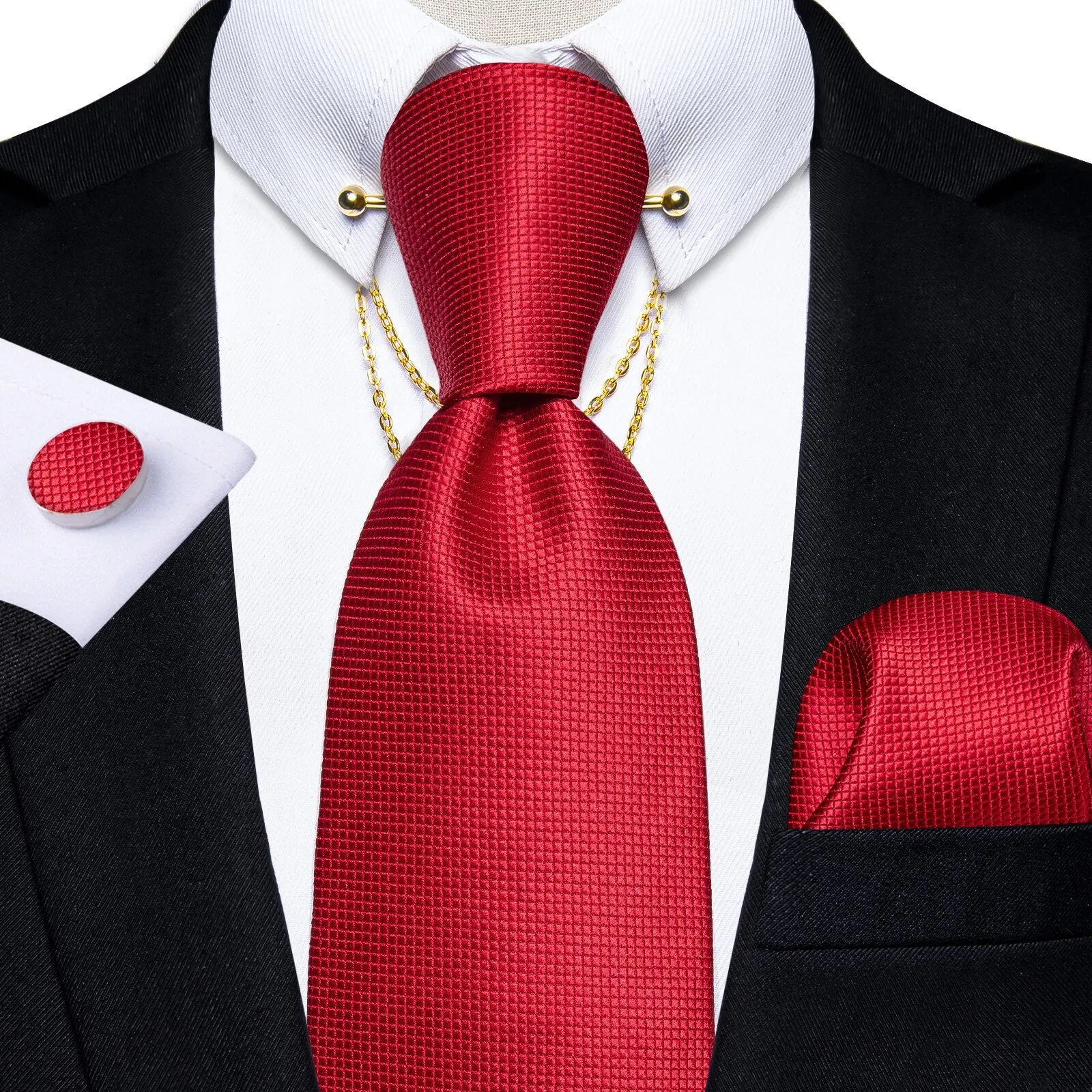 Luxury Black Gold Paisley Silk Ties For Men 8cm Men&#39;s Wedding Neck Tie Pocket Square Cufflinks Set Collar Pin Men&#39;s Gift