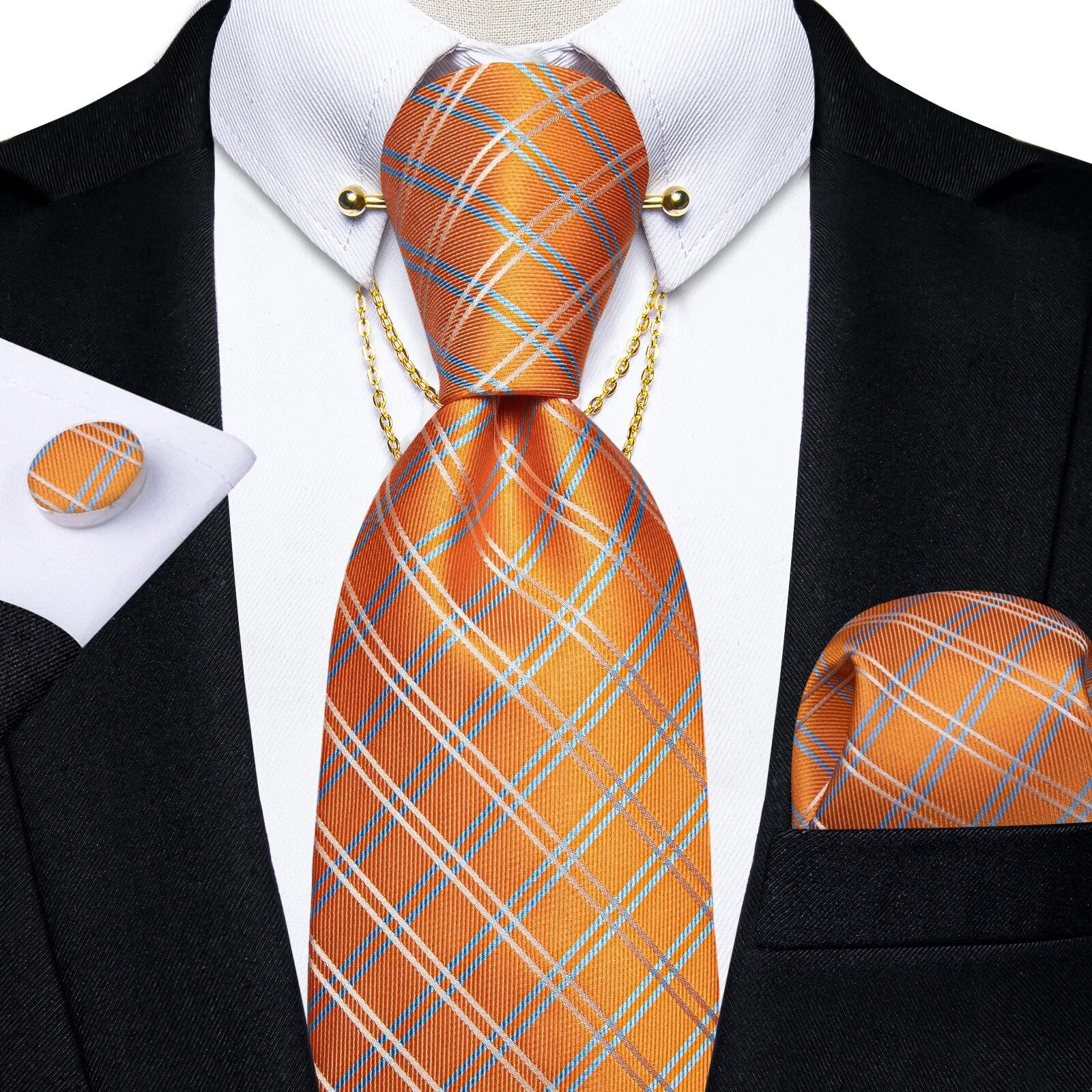 Luxury Black Gold Paisley Silk Ties For Men 8cm Men&#39;s Wedding Neck Tie Pocket Square Cufflinks Set Collar Pin Men&#39;s Gift