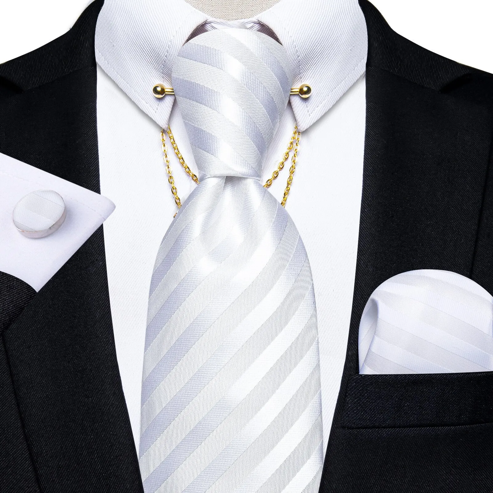 Luxury Black Gold Paisley Silk Ties For Men 8cm Men&#39;s Wedding Neck Tie Pocket Square Cufflinks Set Collar Pin Men&#39;s Gift