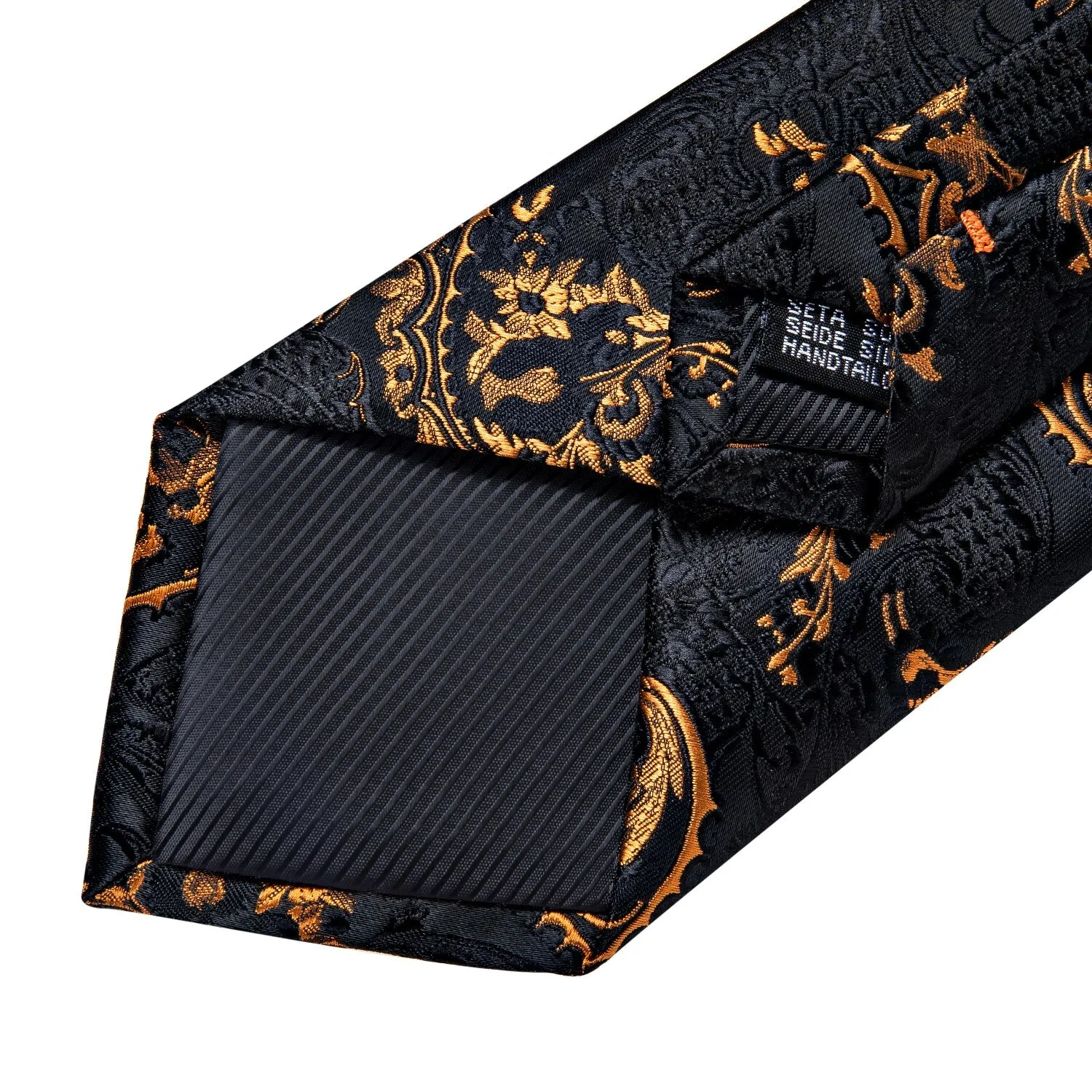 Luxury Black Gold Paisley Silk Ties For Men 8cm Men&#39;s Wedding Neck Tie Pocket Square Cufflinks Set Collar Pin Men&#39;s Gift