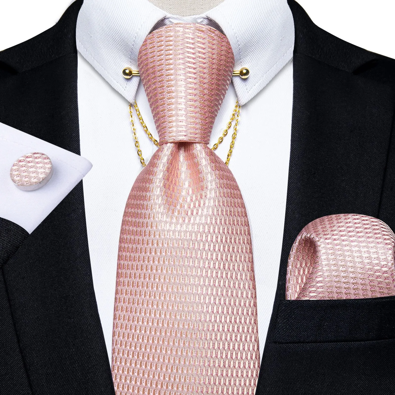 Luxury Black Gold Paisley Silk Ties For Men 8cm Men&#39;s Wedding Neck Tie Pocket Square Cufflinks Set Collar Pin Men&#39;s Gift