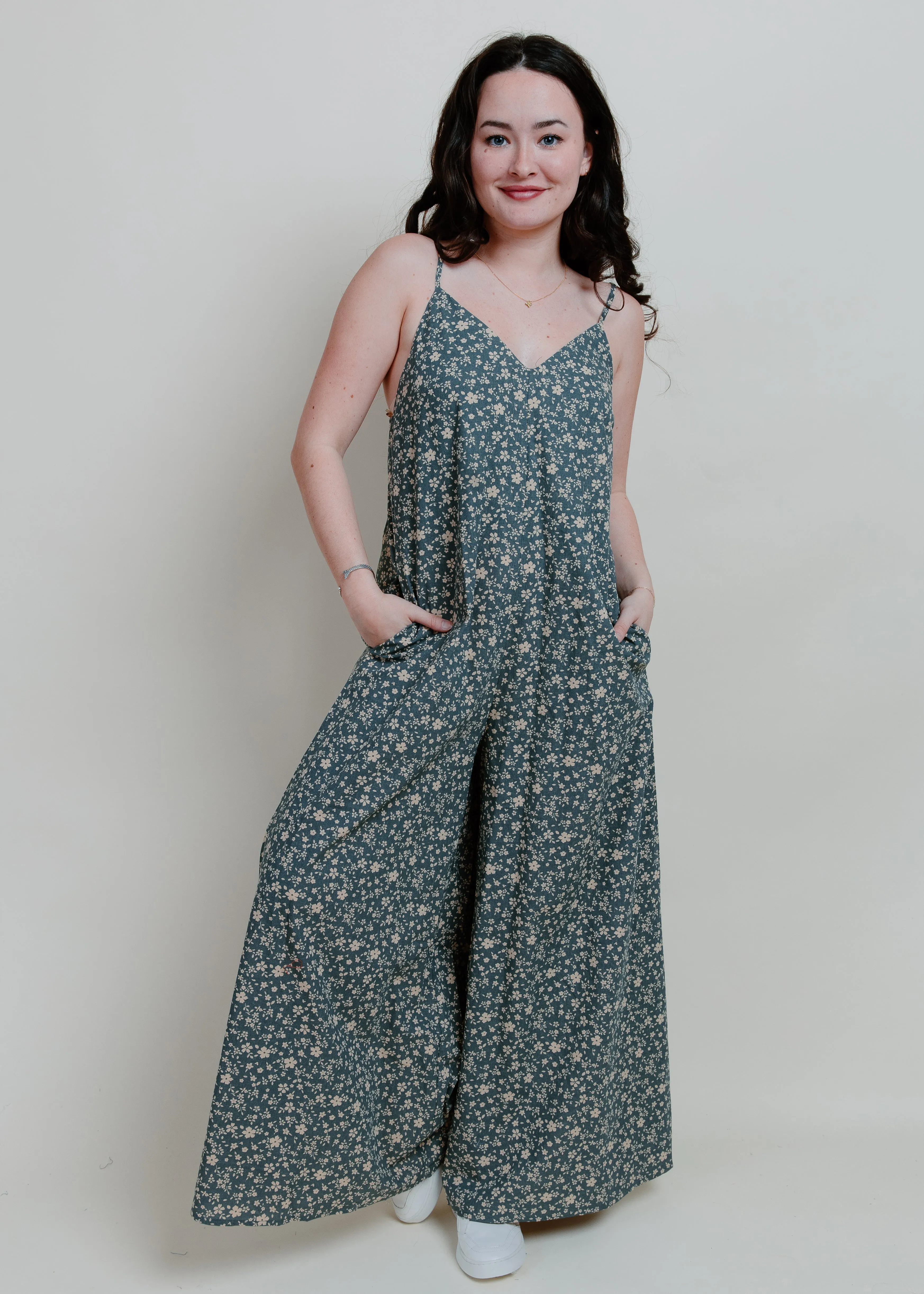 Mariella Floral Jumpsuit - Vintage Blue