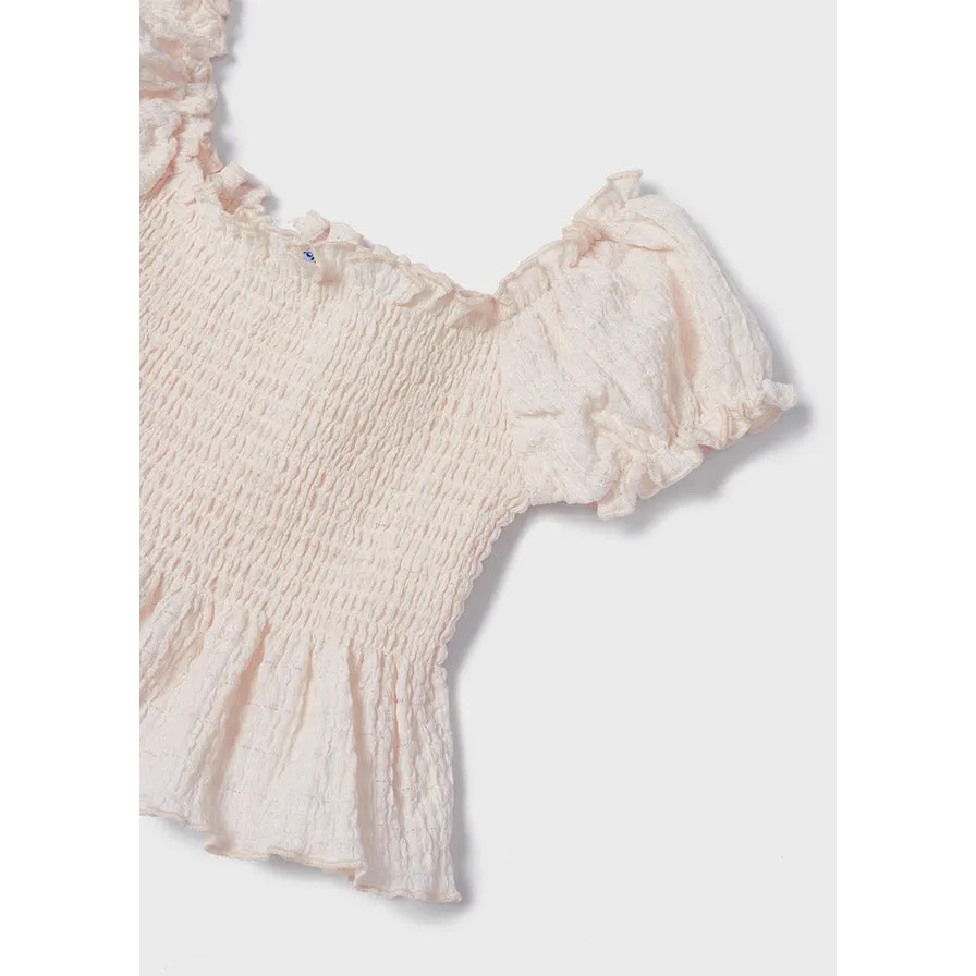 Mayoral Ivory Smocked Top & Peony Floral Shorts 2-Piece Set