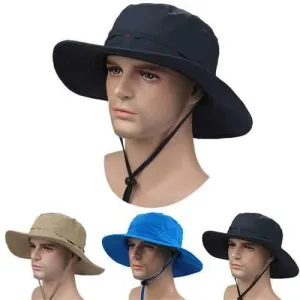 Men Women Taslon Wide Brim Outdoor Fishing Quick Drying Bucket Cap UV Protection Sun Hat