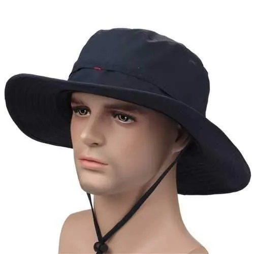 Men Women Taslon Wide Brim Outdoor Fishing Quick Drying Bucket Cap UV Protection Sun Hat