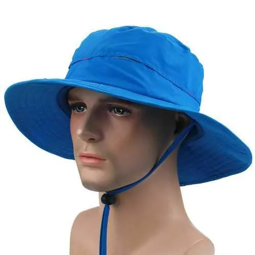Men Women Taslon Wide Brim Outdoor Fishing Quick Drying Bucket Cap UV Protection Sun Hat