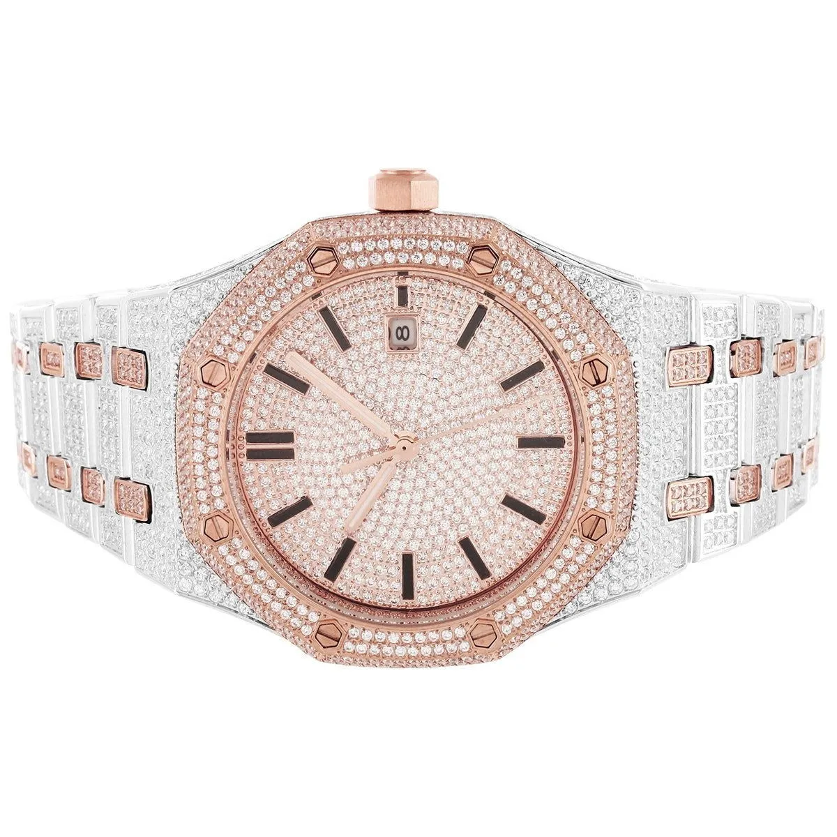 Men's Two-Tone Rose Gold Finish Stainless Steel Designer Watch