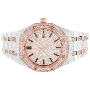 Men's Two-Tone Rose Gold Finish Stainless Steel Designer Watch