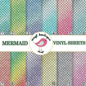 Mermaid Glitter Geometric Printed Patterned Craft Vinyl Sheet 0519