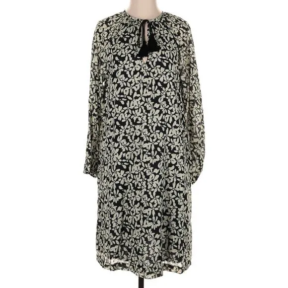 Mersea Fete Black Cream 100% Cotton Ditsy Floral Travel Dress S NWT