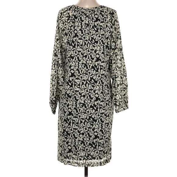 Mersea Fete Black Cream 100% Cotton Ditsy Floral Travel Dress S NWT