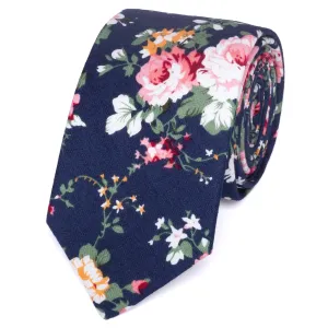 Millie Navy Blue Skinny Floral Tie