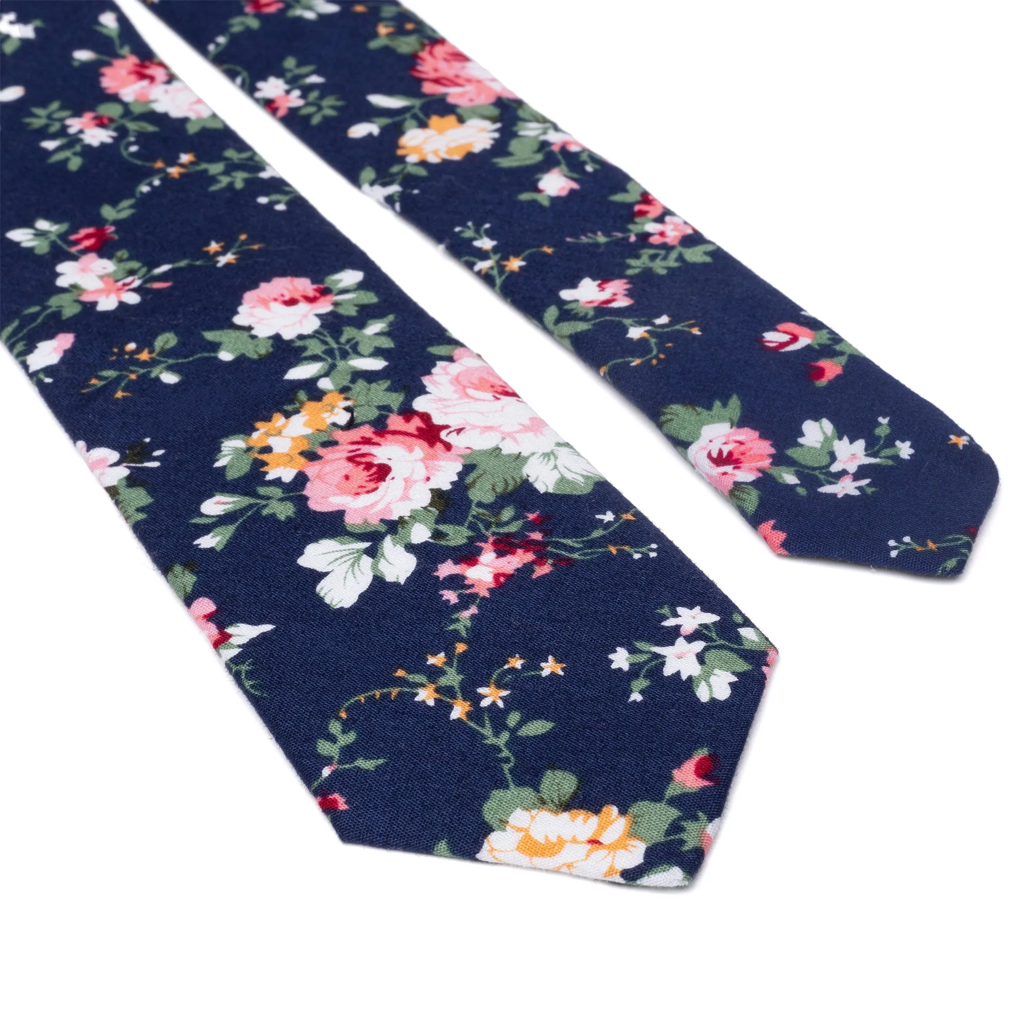 Millie Navy Blue Skinny Floral Tie