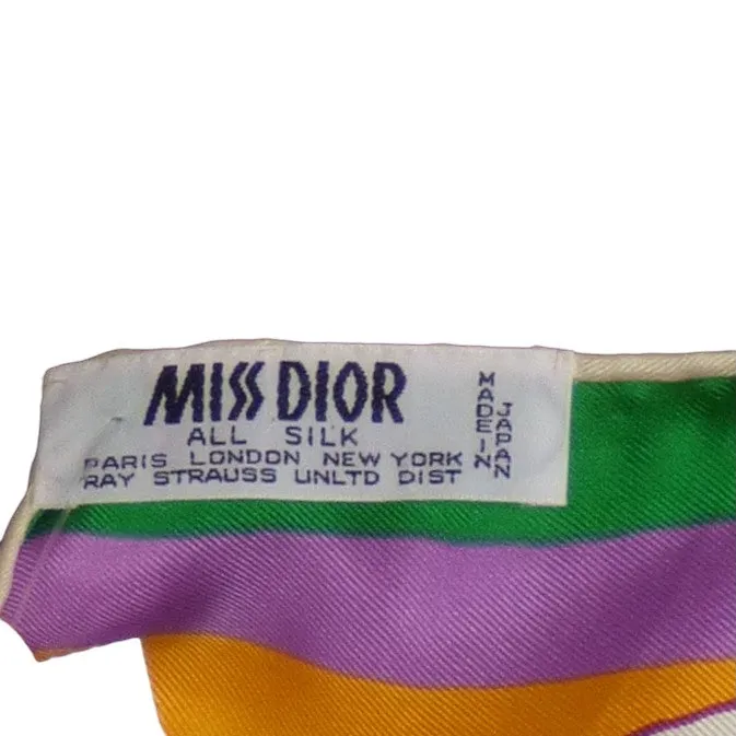 MISS DIOR- Purple Silk Floral Print Scarf