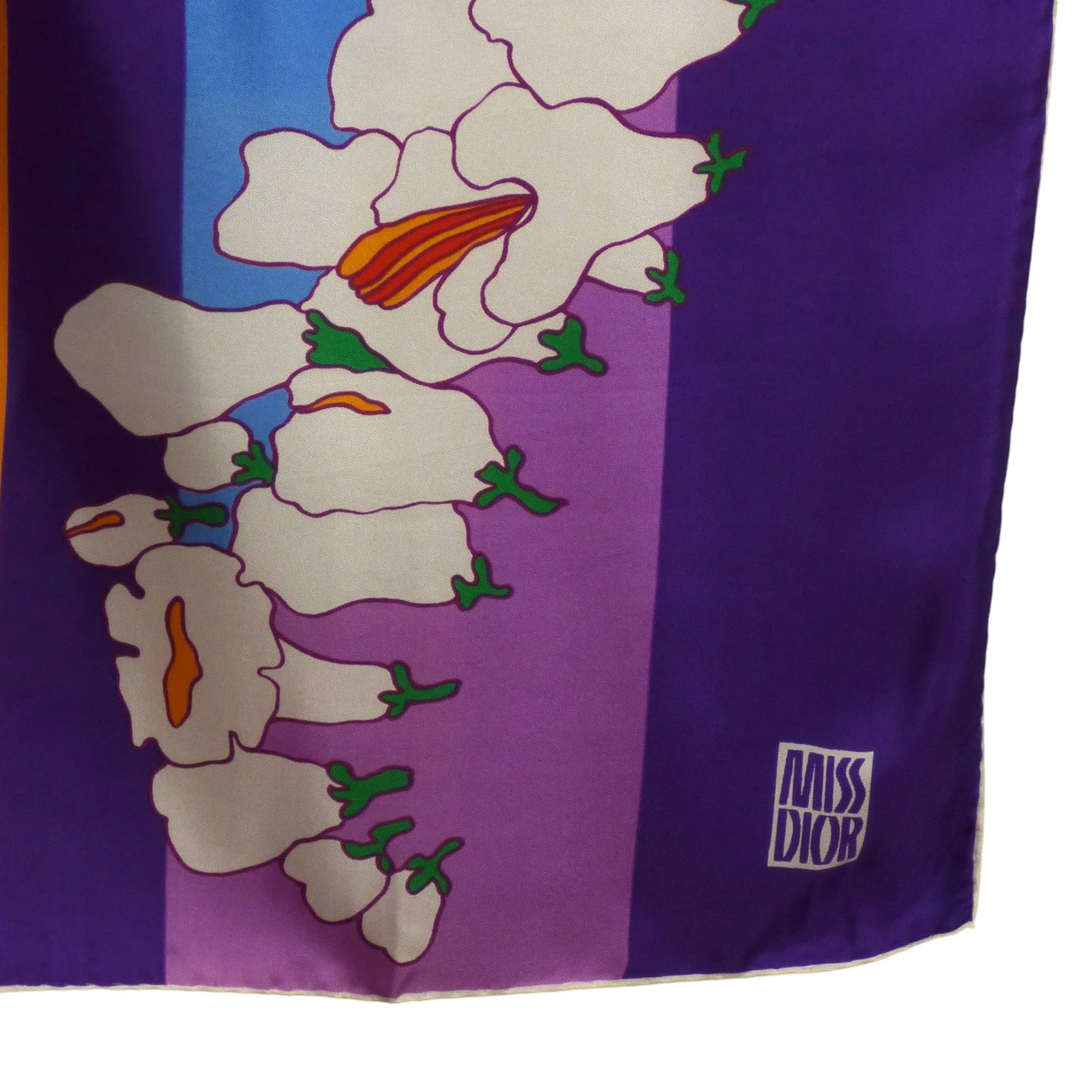 MISS DIOR- Purple Silk Floral Print Scarf