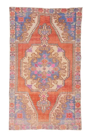 'Moriah' Vintage Turkish Area Rug- 4'2.5'' x 7'1''