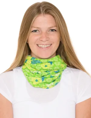 Neck Gaiter | Bandana, Balaclava, Headband | UPF 50  Sun Protection | Floral Stamp Kiwi