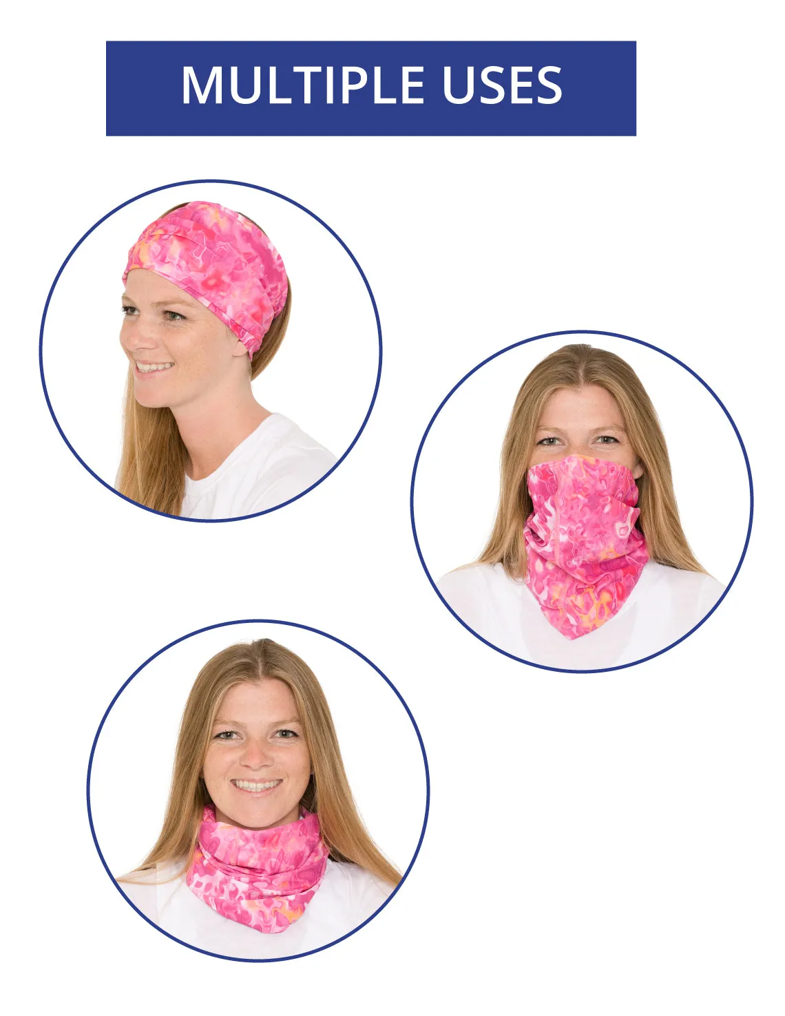 Neck Gaiter | Bandana, Balaclava, Headband | UPF 50  Sun Protection | Floral Stamp Kiwi
