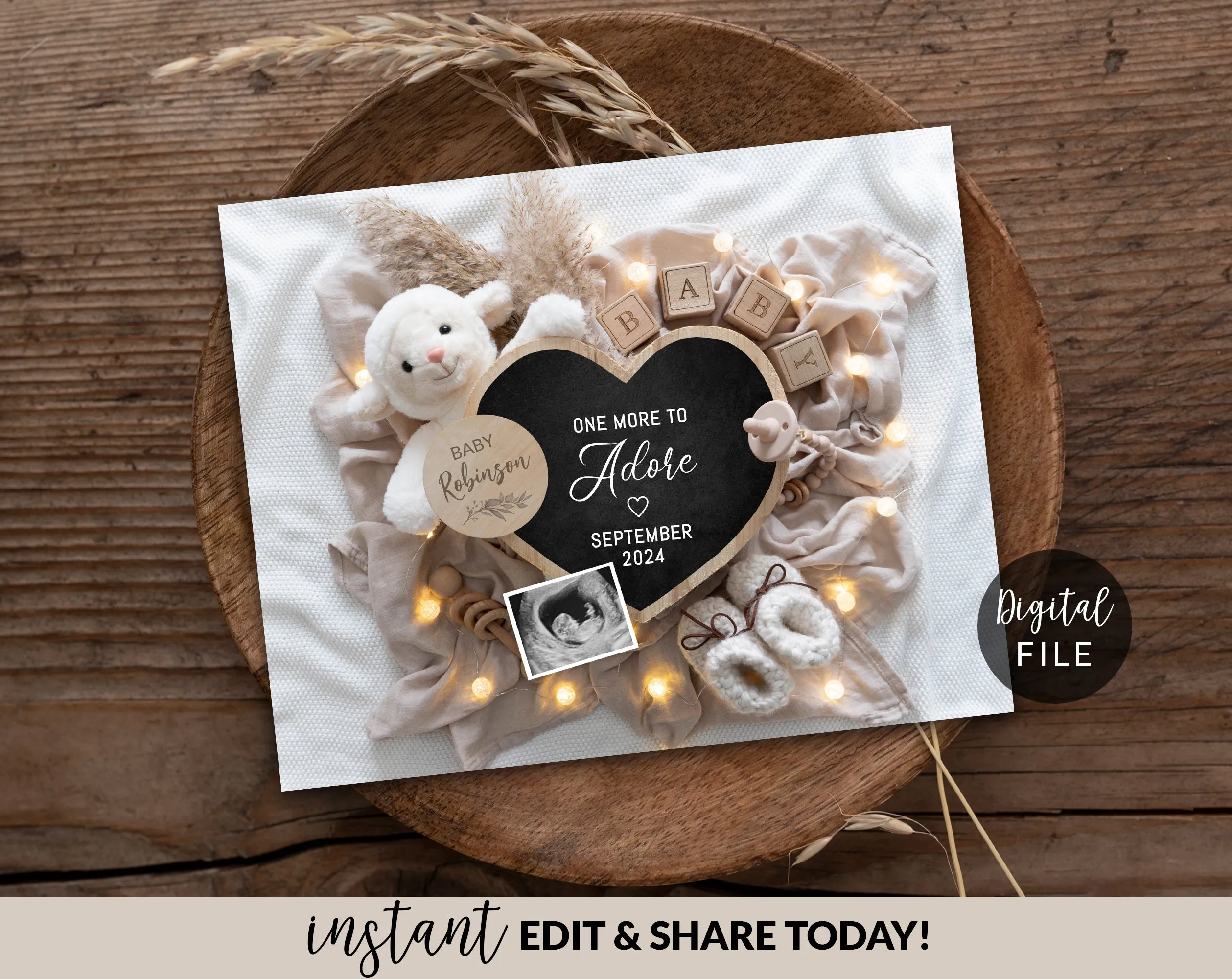 Neutral Pregnancy Announcement Digital - Little Lamb - I The Lord