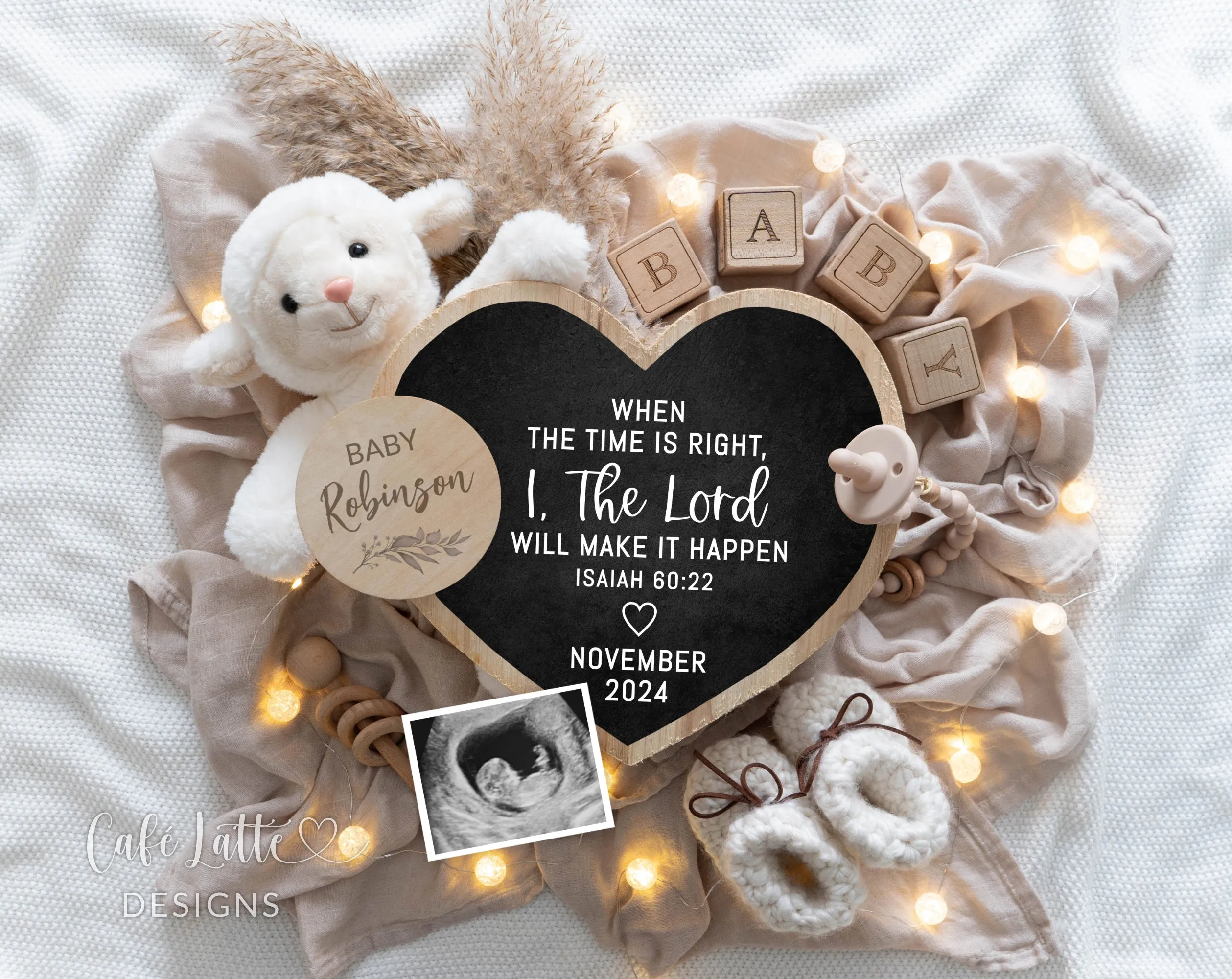 Neutral Pregnancy Announcement Digital - Little Lamb - I The Lord