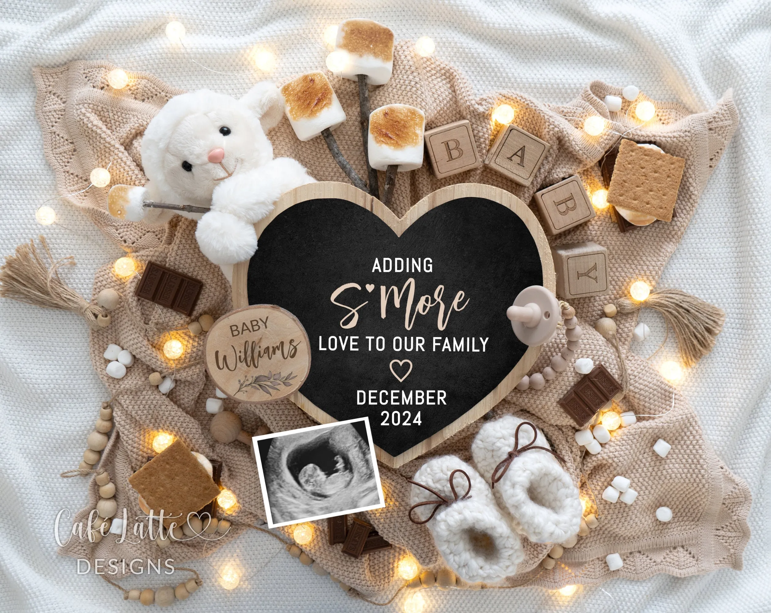 Neutral Pregnancy Announcement Digital - Smores