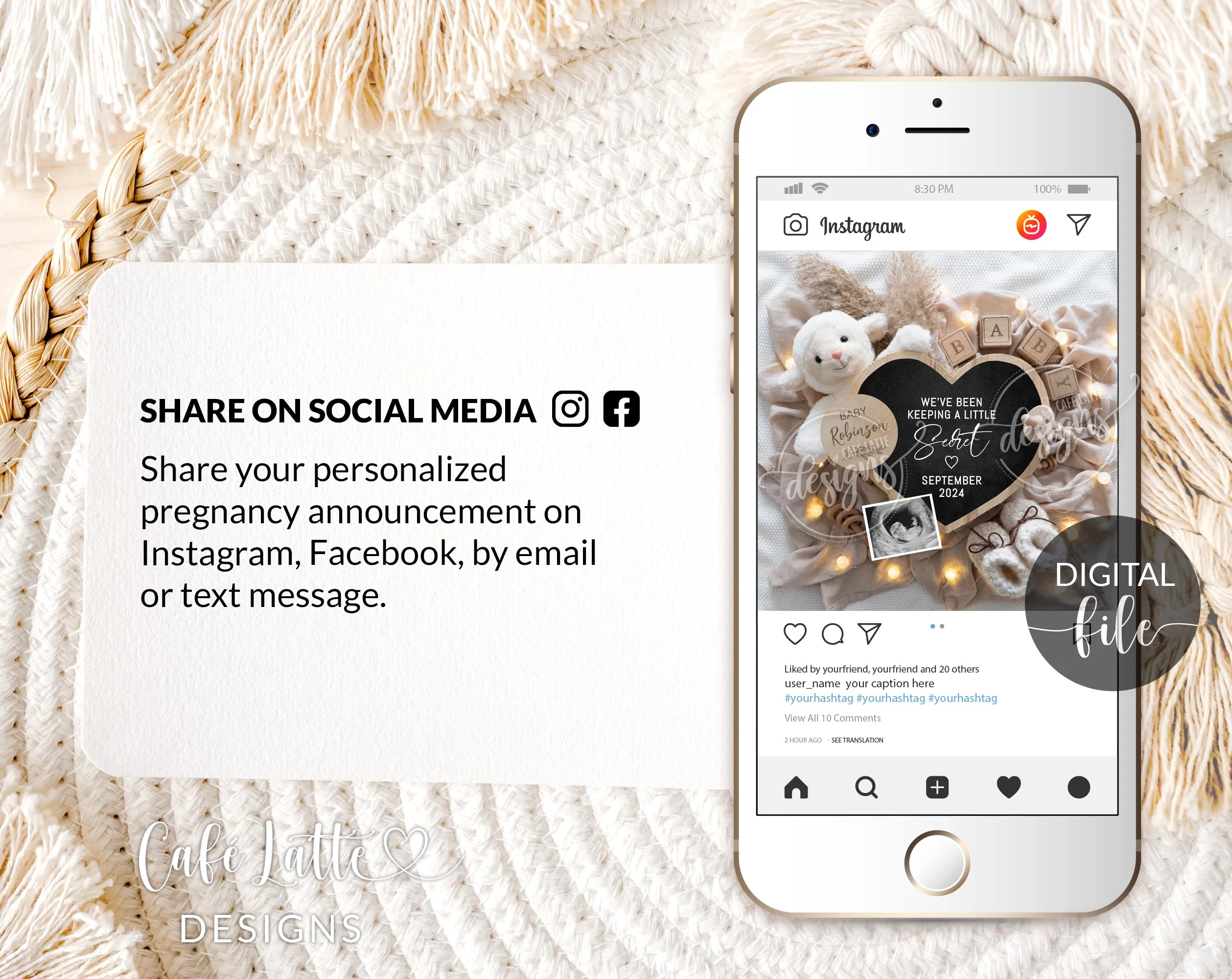 Neutral Pregnancy Announcement Digital - Smores