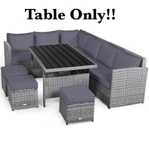 New Costway Patio low Profile Rattan Dining Table! light Grey, dark top! Table is higher than coffee table and lower than your standard dining table, great for sectionals & conversation sets!