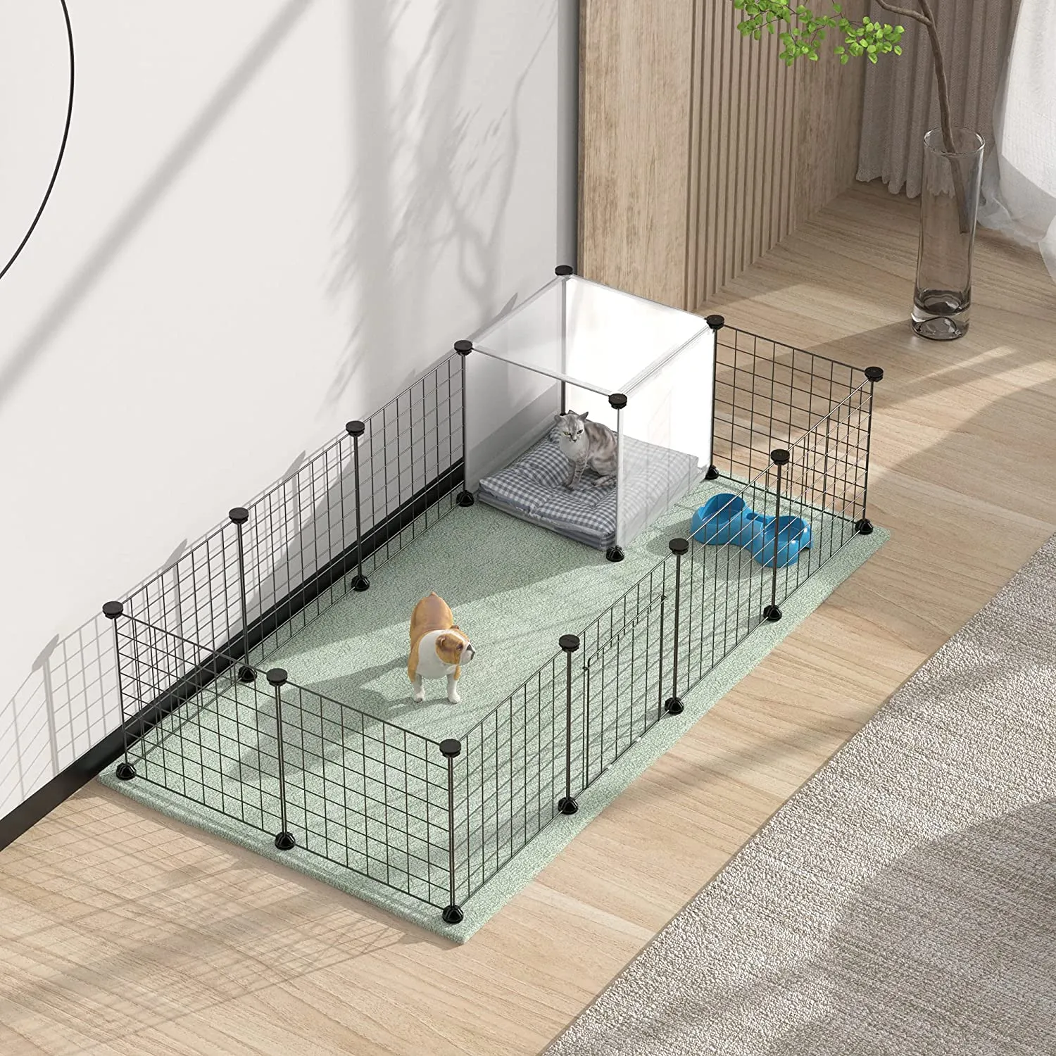 New HOMIDEC Pet Playpen,Small Animals Cage DIY Wire Fence with Door for Indoor/Outdoor Use,Portable Yard Fence for Small Animal,Puppies,Kitties,Bunny,Turtle,Hamster 55 inch x 28 inch x 14 inch