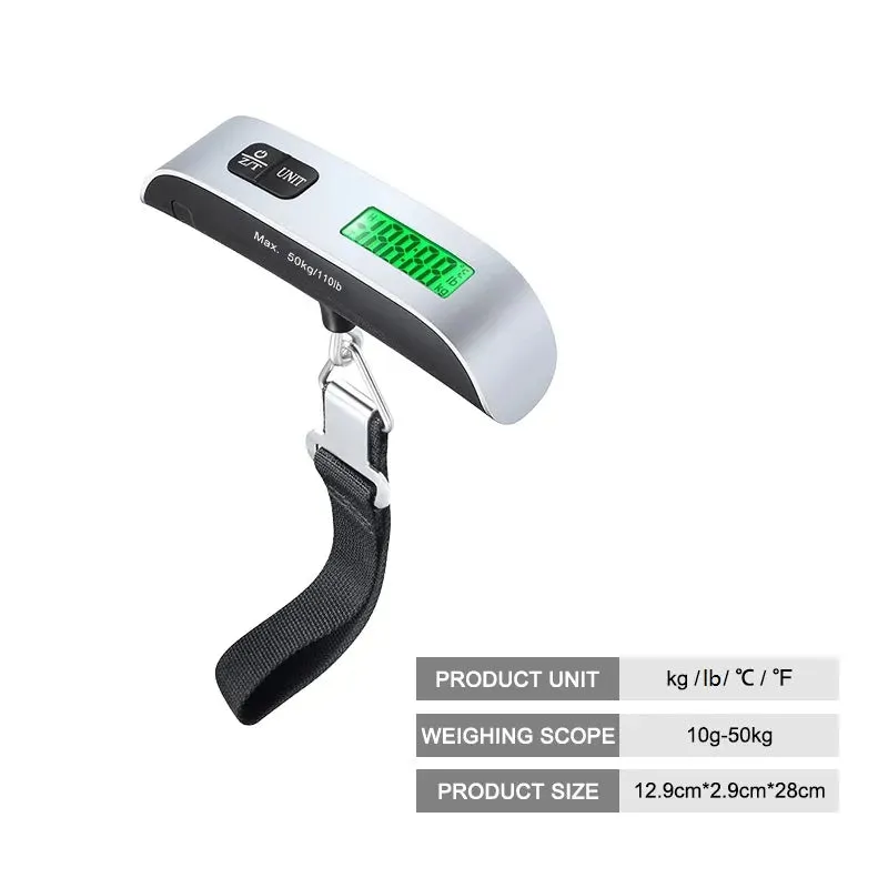 New Portable Digital Hanging Scale T-shaped LCD Luggage Suitcase Baggage Weight Balance Travel Electronic Scale with Belt 50kg/110lb