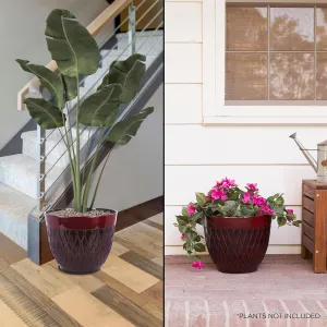 New Retails $105  Alpine Corporation Indoor/Outdoor Stone-Look Planter with Drainage Holes, Red! 1 Planter