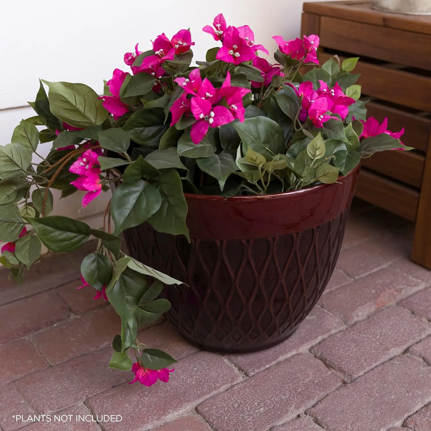 New Retails $105  Alpine Corporation Indoor/Outdoor Stone-Look Planter with Drainage Holes, Red! 1 Planter