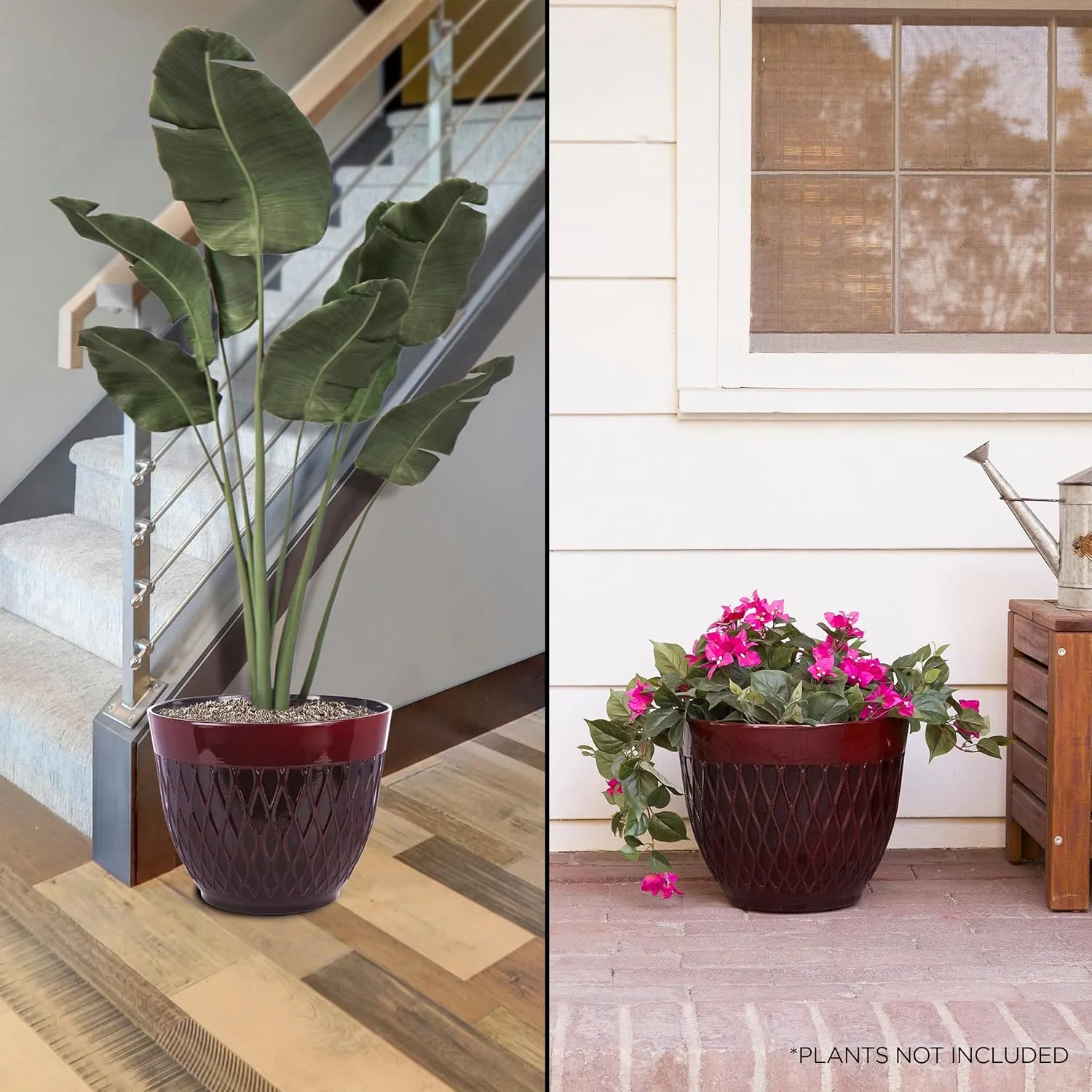 New Retails $105  Alpine Corporation Indoor/Outdoor Stone-Look Planter with Drainage Holes, Red! 1 Planter