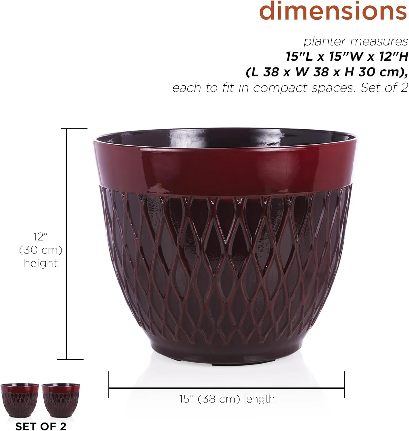 New Retails $105  Alpine Corporation Indoor/Outdoor Stone-Look Planter with Drainage Holes, Red! 1 Planter