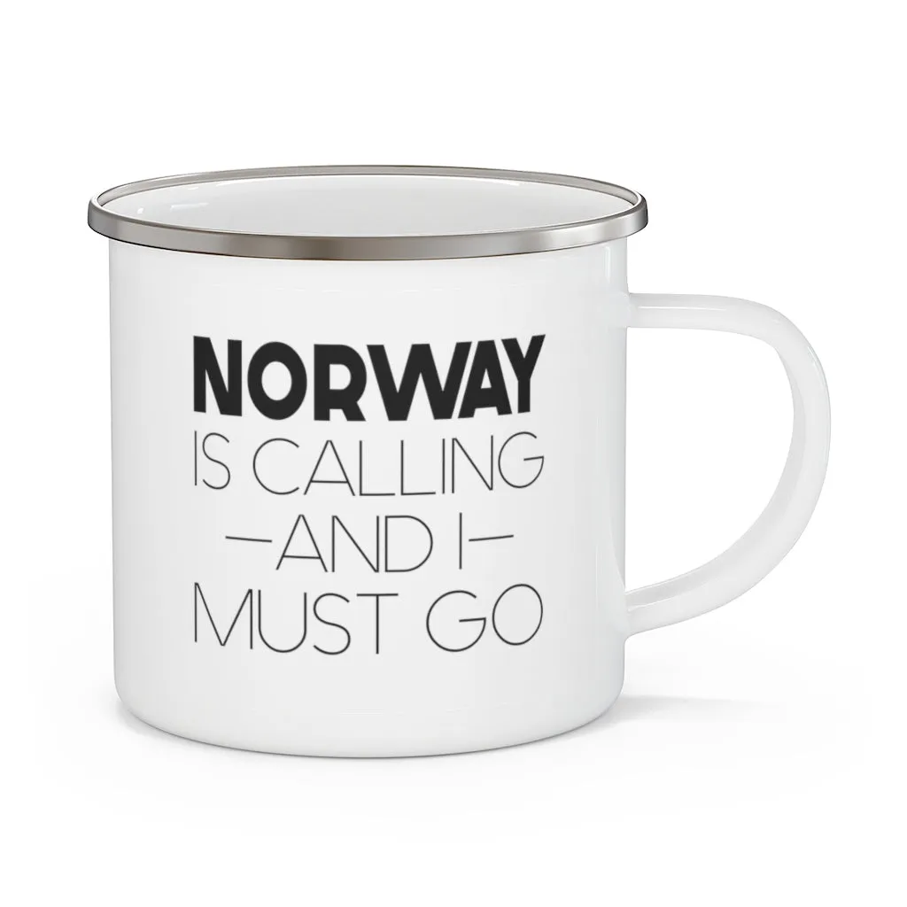 Norway Is Calling And I Must Go Enamel Camping Mug