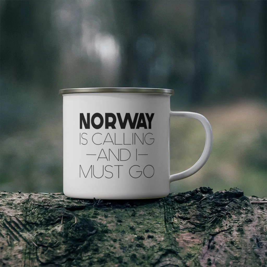 Norway Is Calling And I Must Go Enamel Camping Mug
