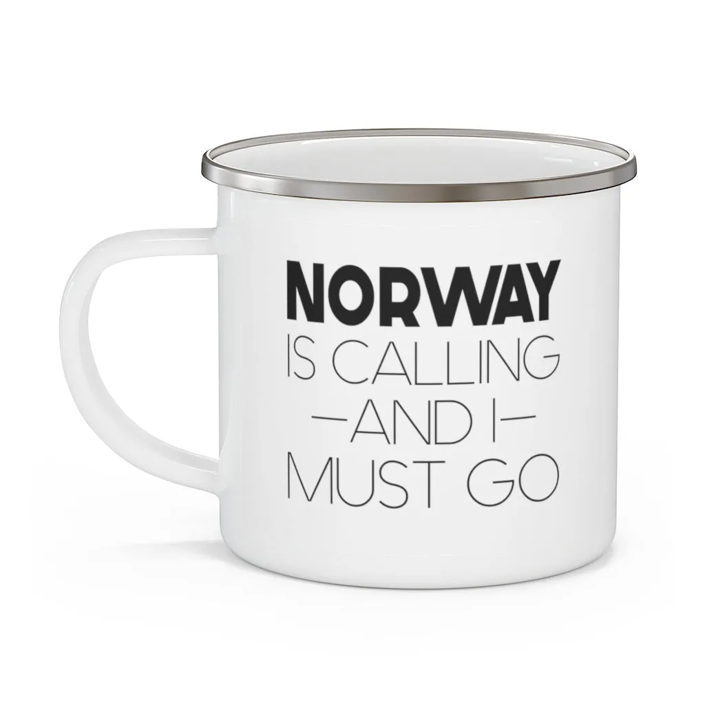 Norway Is Calling And I Must Go Enamel Camping Mug