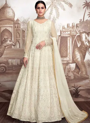 Offwhite Heavy Embroidered Anarkali Suit