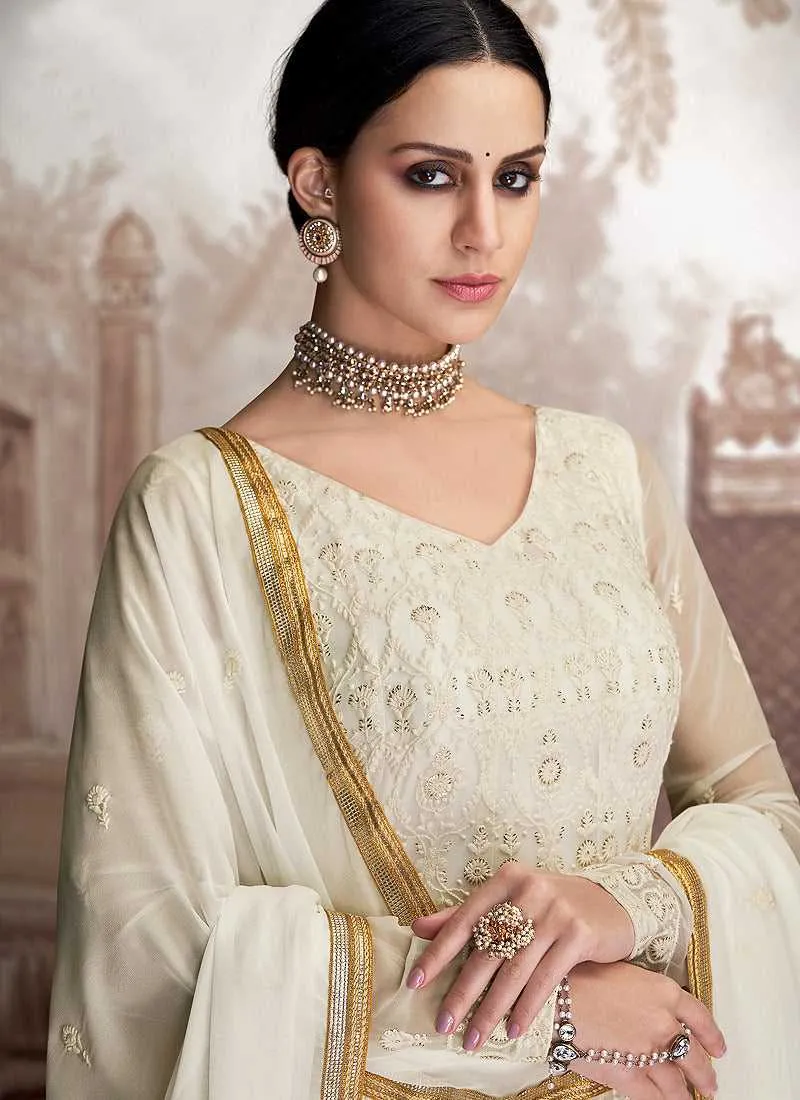 Offwhite Heavy Embroidered Anarkali Suit