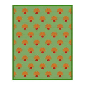 Orange Palm Trees Green Tufted Wool Rug