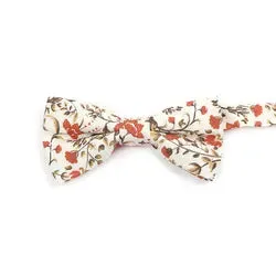 Otto Dusty Orange, Cream & Moss Greens Floral Print Boys Cotton Bow Tie
