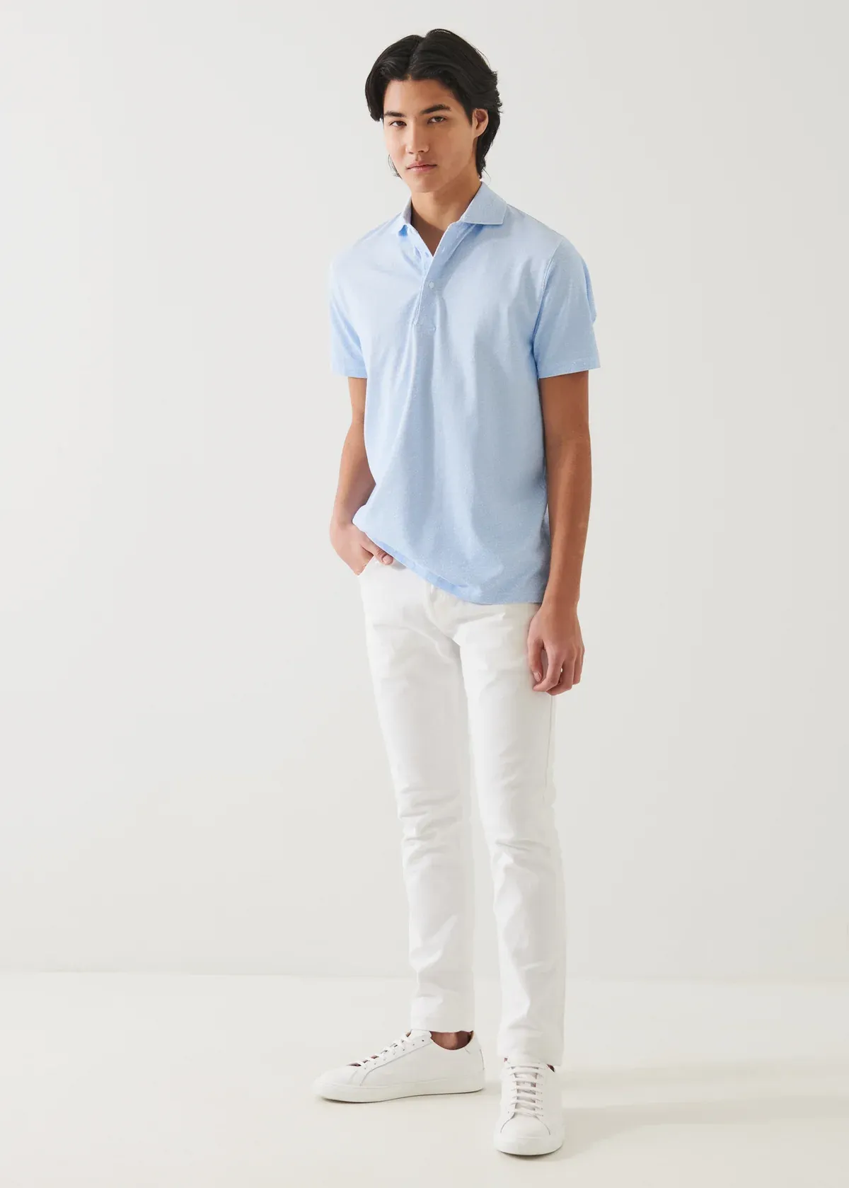 Patrick Assaraf Knit Polo- Blue Ice