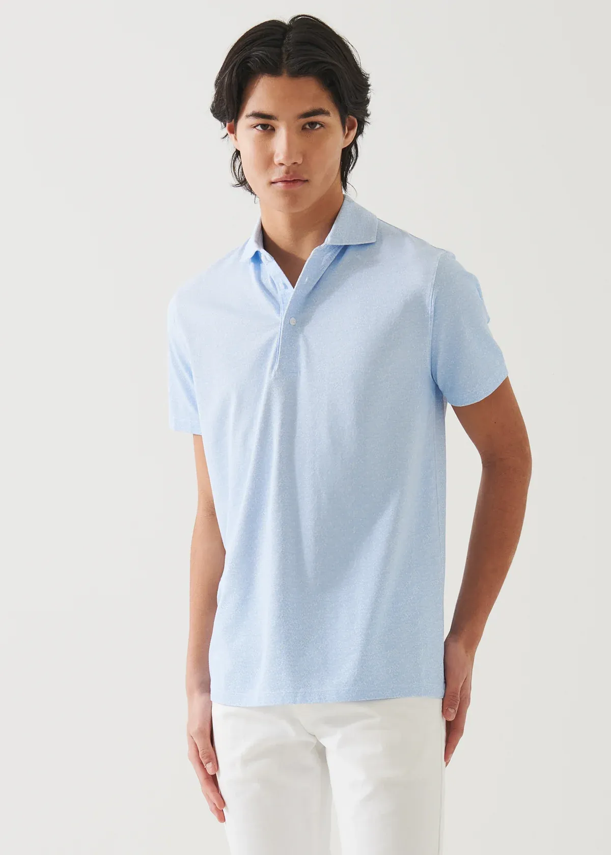 Patrick Assaraf Knit Polo- Blue Ice