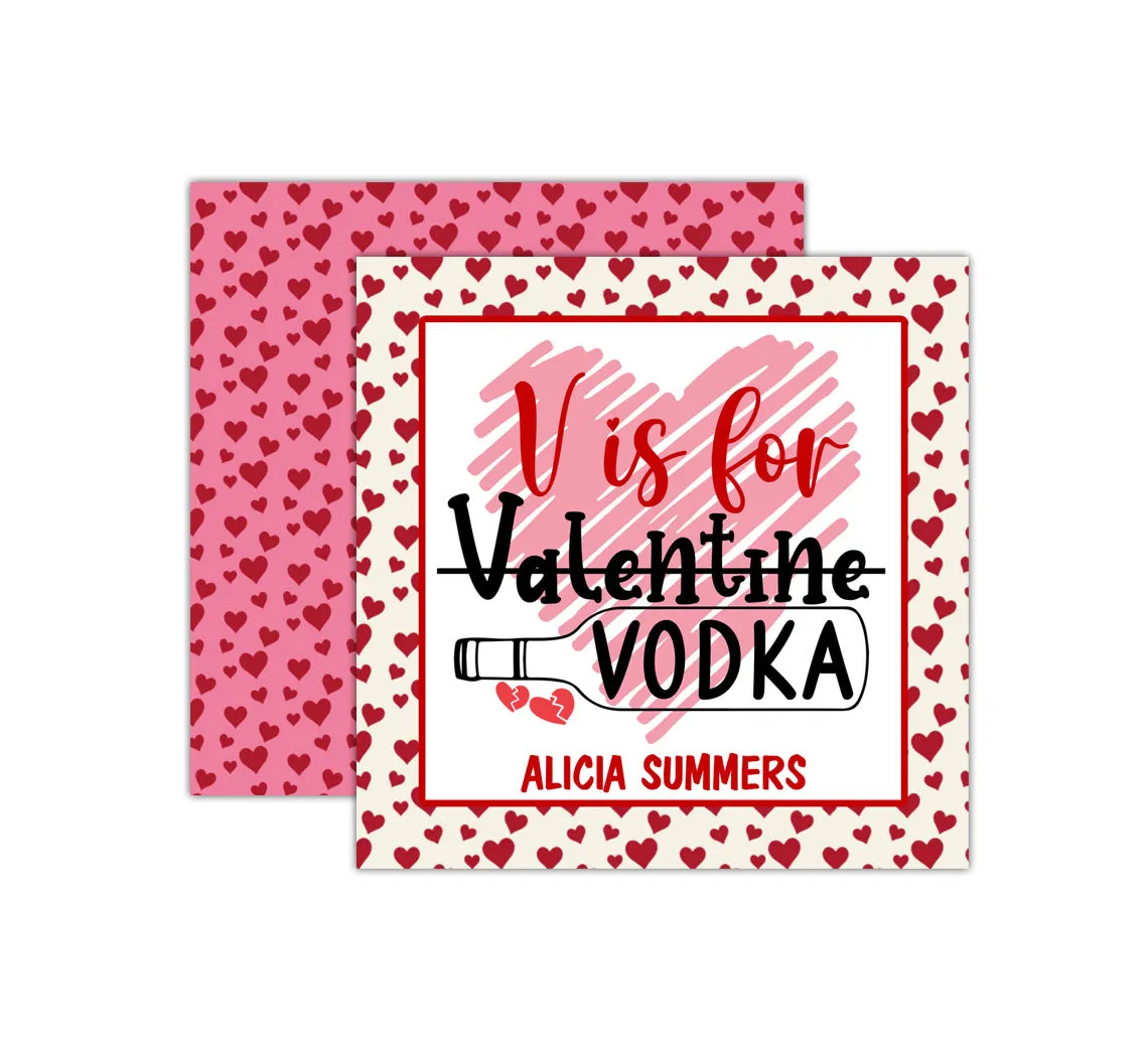 Personalized Vodka Valentine's Day Tags, Valentine Cards