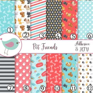 Pet Friends Paw Prints Bone Vinyl Sheets School Print Adhesive Vinyl Heat Transfer Craft Vinyl Pattern Vinyl