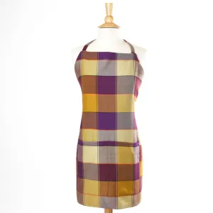 Plaid Twill Bib Apron | Mustard & Eggplant